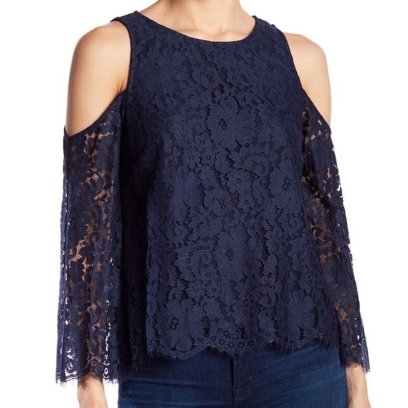 NWT Joie Abay Cold Shoulder Lace Blouse - Large - Picture 3 of 13